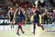 BILBAO, SPAIN - AUGUST 31: Teammates Derrick Rose #6 and Kyrie Irving #10 of the USA Basketball Men's National Team high-five during a game against the Turkey Basketball Men's National Team during the 2014 FIBA World Cup at Bizkaia Arena in Bilbao Exhibit