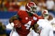 ATLANTA, GA - AUGUST 30: T.J. Yeldon #4 of the Alabama Crimson Tide rushes upfield against the West Virginia Mountaineers at Georgia Dome on August 30, 2014 in Atlanta, Georgia. (Photo by Kevin C. Cox/Getty Images)