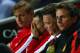 MILTON KEYNES, ENGLAND - AUGUST 26: Assistant manager Ryan Giggs looks dejected with manager Louis van Gaal of Manchester United during the Capital One Cup Second Round match between MK Dons and Manchester United at Stadium mk on August 26, 2014 in Milto