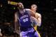 DENVER, CO - APRIL 17: Hamed Haddadi #98 of the Phoenix Suns waits for the rebound against the Denver Nuggets on April 17, 2013 at the Pepsi Center in Denver, Colorado. NOTE TO USER: User expressly acknowledges and agrees that, by downloading and/or using