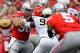 Jacoby Boren (50) and the Ohio State offensive line have plenty to prove on Saturday.