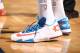 OKLAHOMA CITY, OK - May 31: Kevin Durant #35 of the Oklahoma City Thunder showcases his sneakers against the San Antonio Spurs in Game 6 of the Western Conference Finals during the 2014 NBA Playoffs at the Chesapeake Arena on May 31, 2014 in Oklahoma City