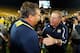 ANN ARBOR, MI - SEPTEMBER 07: Head coach Brian Kelly of the Notre Dame Fighting Irish shakes hands with head coach Brady Hoke after a 41-30 loss at Michigan Stadium on September 7, 2013 in Ann Arbor, Michigan. (Photo by Gregory Shamus/Getty Images)