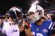 INDIANAPOLIS, IN - OCTOBER 20: Peyton Manning #18 of the Denver Broncos congratulates Andrew Luck #12 of the Indianapolis Colts after the Colts beat the Broncos 39-33 at Lucas Oil Stadium on October 20, 2013 in Indianapolis, Indiana. (Photo by Dilip Vish