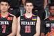 PORTLAND, OR - APRIL 12: James Metecan Birsen #10, Clint Capela #14, Brandone Francis #9, Damien Inglis #8, Nikola Jokic #13, Trey Lyles #12, Emmanuel Mudiay #5, Jamal Murray #4, Sviatoslav Mykhailiuk #11, Gao Shang #7 and Karl Towns Jr #15 pose for a te