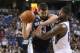 April 07, 2013; Sacramento, CA, USA; Sacramento Kings center DeMarcus Cousins (15) is called for a foul against Memphis Grizzlies center Marc Gasol (33) during the first quarter at Sleep Train Arena. Mandatory Credit: Kelley L Cox-USA TODAY Sports