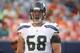 Aug 7, 2014; Denver, CO, USA; Seattle Seahawks guard Justin Britt (68) warms up before the preseason game against the Denver Broncos at Sports Authority Field at Mile High. Mandatory Credit: Chris Humphreys-USA TODAY Sports