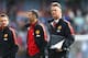 BURNLEY, ENGLAND - AUGUST 30: Assistant Ryan Giggs of Manchester United and Manager Louis van Gaal of Manchester United look on during the Barclays Premier League match between Burnley and Manchester United at Turf Moor on August 30, 2014 in Burnley, Eng