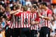 LONDON, ENGLAND - AUGUST 30: Morgan Schneiderlin (2ndR) of Southampton celebrates scoring his second goal with team mates during the Barclays Premier League match between West Ham United and Southampton at Boleyn Ground on August 30, 2014 in London, Engl