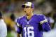 MINNEAPOLIS, MN - AUGUST 8: Matt Cassel #16 of the Minnesota Vikings looks on during the game against the Oakland Raiders on August 8, 2014 at TCF Bank Stadium in Minneapolis, Minnesota. (Photo by Hannah Foslien/Getty Images)