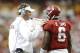 Alabama OC Lane Kiffin (left) and QB Blake Sims