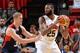 LAS VEGAS, NV - AUGUST 1: Andre Drummond #25 of the USA White Team handles the basketball against Mason Plumlee #35 of the USA Blue Team during the USA Basketball Showcase at the Thomas & Mack Center at the University of Nevada, Las Vegas on August 1, 201