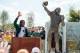 Robert Griffin III greeted a bronze likeness of himself at Baylor's new stadium two years after he left the school for the NFL.