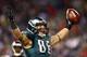 PHILADELPHIA, PA - JANUARY 04: Zach Ertz #86 of the Philadelphia Eagles celebrates after scoring a 3 yard touchdown pass from Nick Foles #9 in the fourth quarter against the New Orleans Saints to take the lead 24-23 during their NFC Wild Card Playoff gam