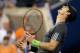 NEW YORK, NY - SEPTEMBER 03: Andy Murray of Great Britain reacts against Novak Djokovic of Serbia during their men's singles quarterfinal match on Day Ten of the 2014 US Open at the USTA Billie Jean King National Tennis Center on September 3, 2014 in the