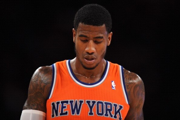 NEW YORK, NY - NOVEMBER 16:  Iman Shumpert #21 of the New York Knicks looks on during the first half against the Atlanta Hawks at Madison Square Garden on November 16, 2013 in New York City. The Hawks defeat the Knicks 110-90. NOTE TO USER: User expressly