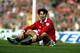 10 Apr 1994: Ryan Giggs of Manchester United sits on the pitch during the FA Cup semi-final against Oldham Athletic at WEembley Stadium in London, England. \ Mandatory Credit: Mike Cooper/Allsport