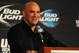Feb 22, 2014; Las Vegas, NV, USA; Dana White answers a question during a post-fight press conference following UFC 170 at Mandalay Bay. Mandatory Credit: Stephen R. Sylvanie-USA TODAY Sports