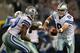 ARLINGTON, TX - JANUARY 04: Tony Romo #9 hands off to DeMarco Murray #29 of the Dallas Cowboys during a NFC Wild Card Playoff game against the Detroit Lions at AT&T Stadium on January 4, 2015 in Arlington, Texas. (Photo by Sarah Glenn/Getty Images)