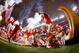 ARLINGTON, TX - JANUARY 12: A Ohio State Buckeyes cheerleader falls as the Buckeyes run out to the field before the College Football Playoff National Championship Game at AT&T Stadium on January 12, 2015 in Arlington, Texas. (Photo by Tom Pennington/Get