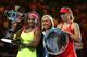 Martina Navratilova, seen here between Serena Williams and Maria Sharapova, coaches No. 6 Agnieszka Radwanska.