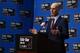 Feb 14, 2015; New York, NY, USA; NBA commissioner Adam Silver speaks at a press conference at Barclays Center. Mandatory Credit: Brad Penner-USA TODAY Sports