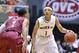 Mar 7, 2014; Nashville, TN, USA; Murray State Racers guard Cameron Payne (1) controls the ball against Eastern Kentucky Colonels guard Corey Walden (2) during the second half in the semifinals of the Ohio Valley Conference basketball tournament at Nashvil