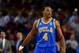 Feb 18, 2015; Tempe, AZ, USA; UCLA Bruins guard Norman Powell (4) against the Arizona State Sun Devils at Wells-Fargo Arena. The Sun Devils defeated the Bruins 68-66. Mandatory Credit: Mark J. Rebilas-USA TODAY Sports