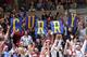 OAKLAND, CA - DECEMBER 25: Golden State Warriors fans cheer for Stephen Curry #30 against the Portland Trail Blazers on December 25, 2010 at Oracle Arena in Oakland, California. NOTE TO USER: User expressly acknowledges and agrees that, by downloading and