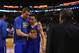 BOSTON, MA - MARCH 01: David Lee #10 talks with Stephen Curry #30 of the Golden State Warriors after the game against the Boston Celtics at TD Garden on March 1, 2015 in Boston, Massachusetts. The Warriors defeat the Celtics 106-101. NOTE TO USER: User e