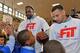 NEW YORK, NY - FEBRUARY 13: LeBron James #23 of the Cleveland Cavaliers and Stephen Curry #30 of the Golden State Warriors participate in NBA Cares/FIT Day of Service at 439 WEST 49th Street during the 2015 NBA All-Star on February 13, 2015 in New York,