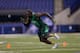 Zack Hodges works out at the NFL combine in Indianapolis.