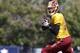Aug 1, 2015; Richmond, VA, USA; Washington Redskins quarterback Robert Griffin III (10) prepares to throw the ball during afternoon practice as part of day three of training camp at Bon Secours Washington Redskins Training Center. Mandatory Credit: Geoff