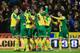 NORWICH, ENGLAND - NOVEMBER 29: Lewis Grabban of Norwich City (7) celebrates team mates as he scores their first and equalising goal during the Barclays Premier League match between Norwich City and Arsenal at Carrow Road on November 29, 2015 in Norwich,