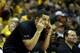 Nov 26, 2015; Lake Buena Vista, FL, USA; Wichita State Shockers guard Fred VanVleet (23) reacts on the bench during the first half against the Southern California Trojans at ESPN Wide World of Sports Complex. Mandatory Credit: Kim Klement-USA TODAY Sports
