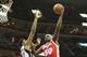 Dec 29, 2015; Memphis, TN, USA; Memphis Grizzlies forward Zach Randolph (50) shoots the ball as Miami Heat center Hassan Whiteside (21) defends in the first quarter at FedExForum. Mandatory Credit: Nelson Chenault-USA TODAY Sports