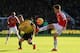 WATFORD, ENGLAND - NOVEMBER 21: Ander Herrera of Manchester United and Jose Manuel Jurado of Watford compete for the ball during the Barclays Premier League match between Watford and Manchester United at Vicarage Road on November 21, 2015 in Watford, Engl