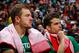 ATLANTA, GA - NOVEMBER 24: David Lee #42 and R.J. Hunter #28 of the Boston Celtics look on during the fourth quarter of their 121-97 loss to the Atlanta Hawks at Philips Arena on November 24, 2015 in Atlanta, Georgia. NOTE TO USER User expressly acknowl