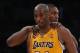 LOS ANGELES, CA - APRIL 12: Kobe Bryant #24 of the Los Angeles Lakers is consoled by Metta World Peace #15 of the Los Angeles Lakers after injuring himself against the Golden State Warriors in the second half at Staples Center on April 12, 2013 in Los An