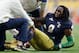 GLENDALE, AZ - JANUARY 01: Linebacker Jaylon Smith #9 of the Notre Dame Fighting Irish lays on the field after an injury during the first quarter of the BattleFrog Fiesta Bowl against the Ohio State Buckeyes at University of Phoenix Stadium on January 1,