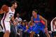 NEW YORK, NY - DECEMBER 29: Brandon Jennings #7 of the Detroit Pistons plays defense during the game against the New York Knicks on December 29, 2015 at Madison Square Garden in New York City, New York. NOTE TO USER: User expressly acknowledges and agre