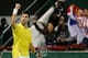 Novak Djokovic of Serbia celebrates after beating Argentina's Leonardo Mayer in their tennis match during the Qatar Open tournament on January 7, 2016, in Doha. Djokovic won the match 6-3, 7-5. AFP PHOTO / KARIM JAAFAR / AFP / KARIM JAAFAR (Photo c