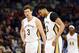 NEW ORLEANS, LA - JANUARY 08: Omer Asik #3 watches as Anthony Davis #23 of the New Orleans Pelicans leaves the court with a back injury during the first half of a game against the Indiana Pacers at the Smoothie King Center on January 8, 2016 in New Orlea