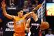 Jan 8, 2016; Phoenix, AZ, USA; Miami Heat guard Goran Dragic (right) controls the ball against Phoenix Suns guard Devin Booker in the first quarter at Talking Stick Resort Arena. Mandatory Credit: Mark J. Rebilas-USA TODAY Sports