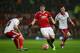 MANCHESTER, ENGLAND - JANUARY 09: Bastian Schweinsteiger of Manchester United takes on Billy Sharp of Sheffield United during the Emirates FA Cup Third Round match between Manchester United and Sheffield United at Old Trafford on January 9, 2016 in Manch