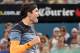 Raonic battled hard to get through a tough spell at the beginning of the second set.