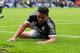 WEST BROMWICH, ENGLAND - AUGUST 23: Radamel Falcao of Chelsea slides on the pitch during the Barclays Premier League match between West Bromwich Albion and Chelsea on August 23, 2015 in West Bromwich, United Kingdom. (Photo by Catherine Ivill - AMA/Gett