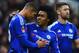 LONDON, ENGLAND - JANUARY 10: Ruben Loftus-Cheek of Chelsea (L) celebrates with Willian as he scores their second goal during the Emirates FA Cup third round match between Chelsea and Scunthorpe United at Stamford Bridge on January 10, 2016 in London, En