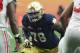 GLENDALE, AZ - JANUARY 01: Ronnie Stanley #78 of the Notre Dame Fighting Irish gets ready to pass block against the Ohio State Buckeyes during the BattleFrog Fiesta Bowl at the University of Phoenix Stadium on January 1, 2016 in Glendale, Arizona. (Phot