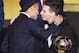 ZURICH, SWITZERLAND - JANUARY 11: Lionel Messi of Argentina and FC Barcelona the winner of the Ballon d'or is congratulated by Neymar Jr of Brazil and FC Barcelona during the FIFA Ballon d'Or Gala 2015 at the Kongresshaus on January 11, 2016 in Zurich, S